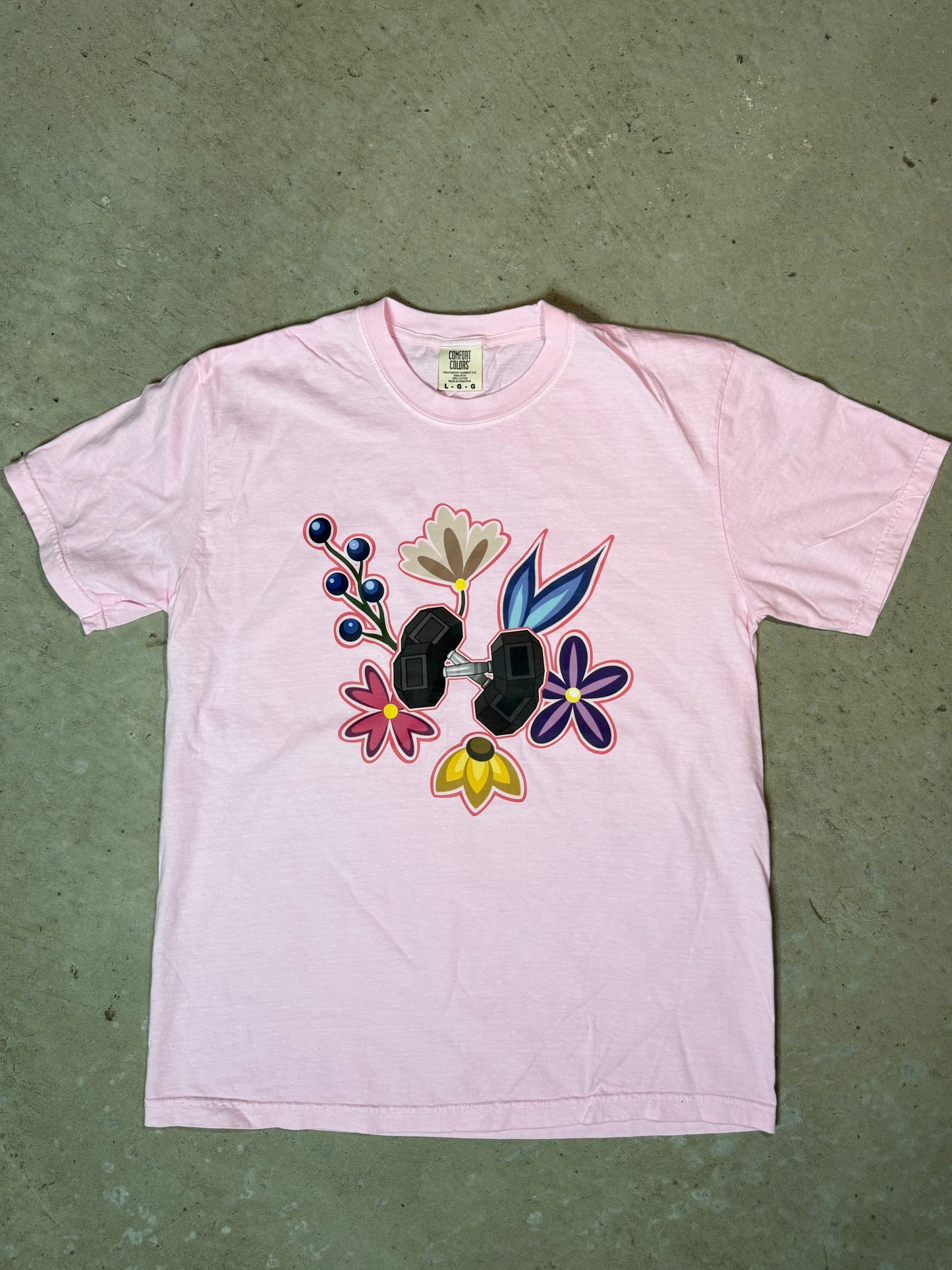 Pink Floral Dumbell T-shirt